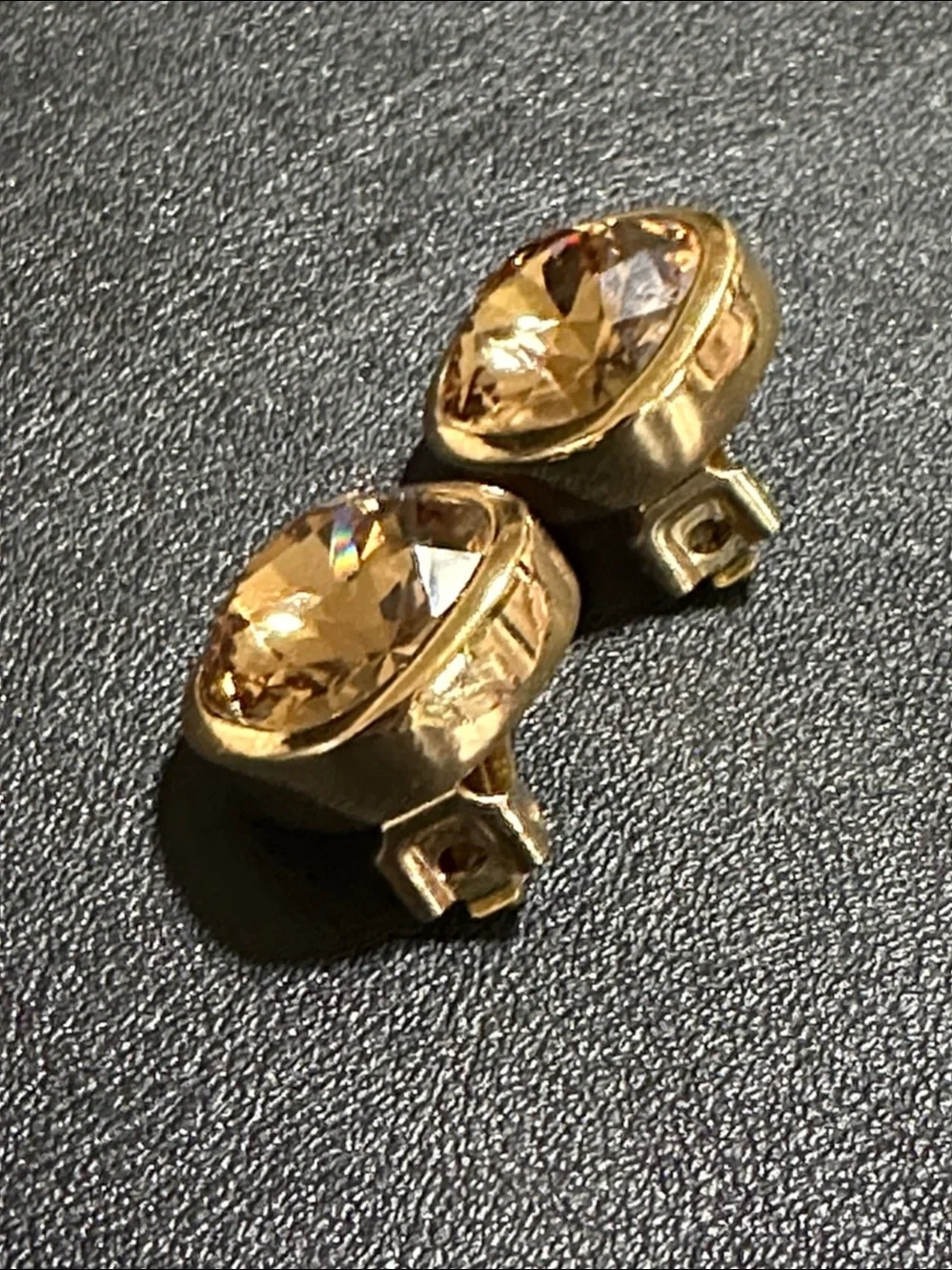 Christian Dior Gold Crystal Vintage Clip On Earrings